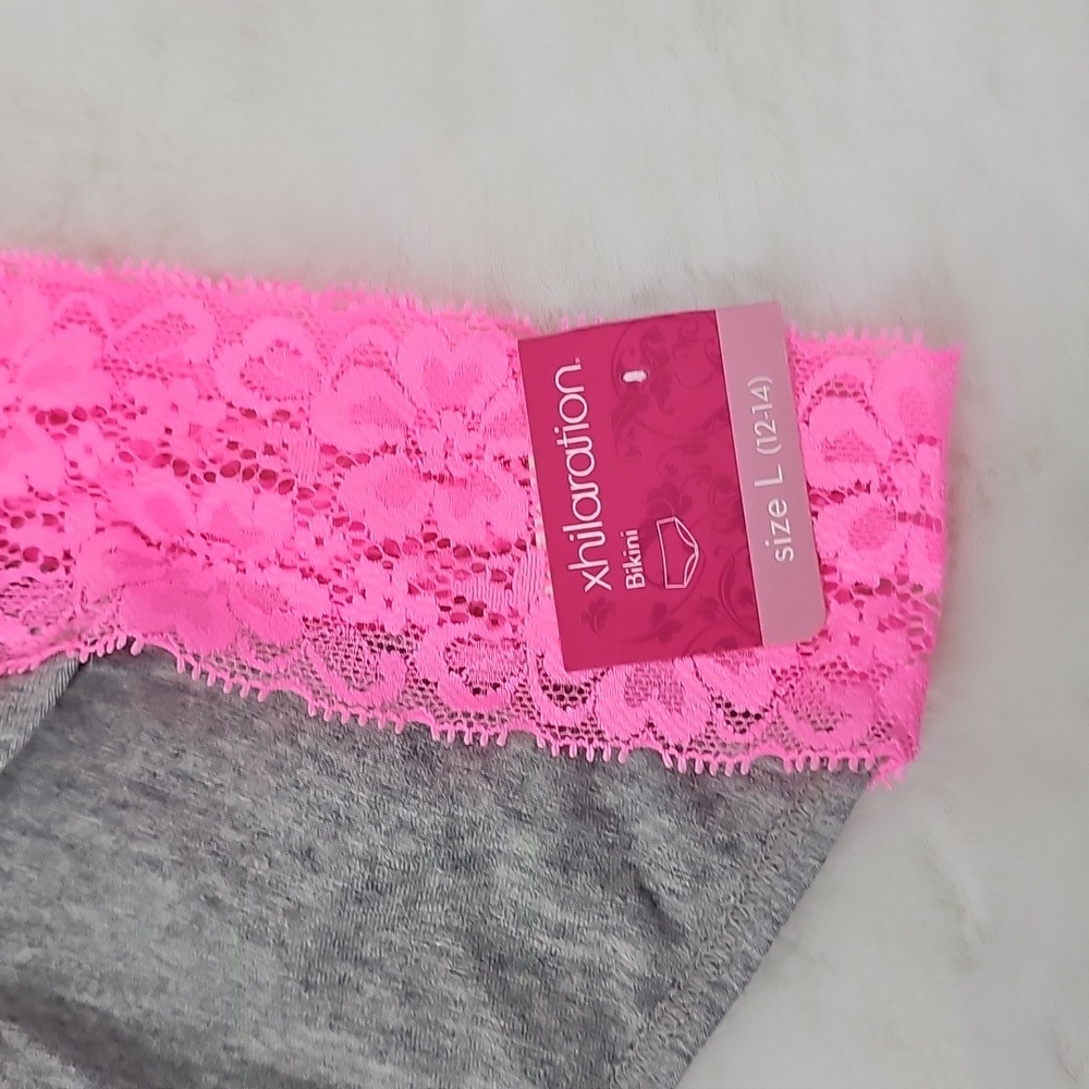 XHILARATION Womens Bikini Gray & Pink Large 12-14 - Picture 3 of 4